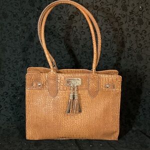 Elegant Tan Crocodile-Embossed Women's Bag